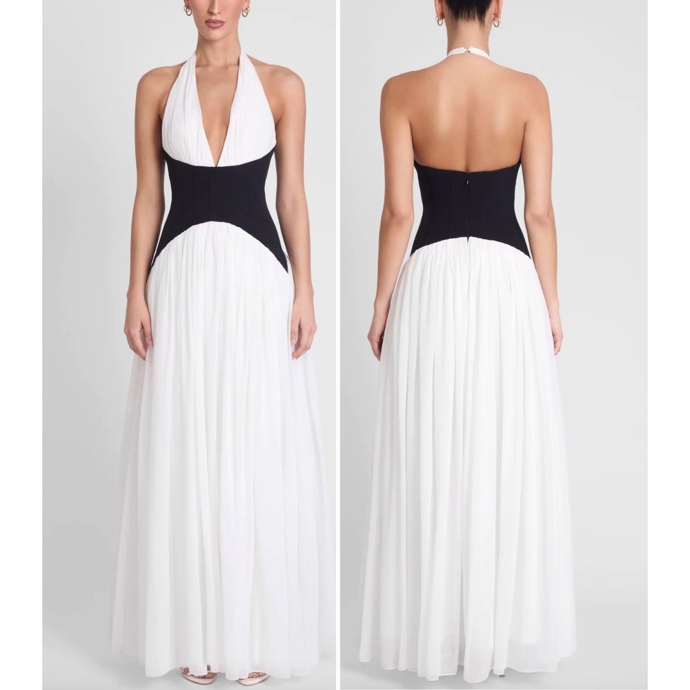 LEAU Harlowe Contrast Corset Maxi Dress
